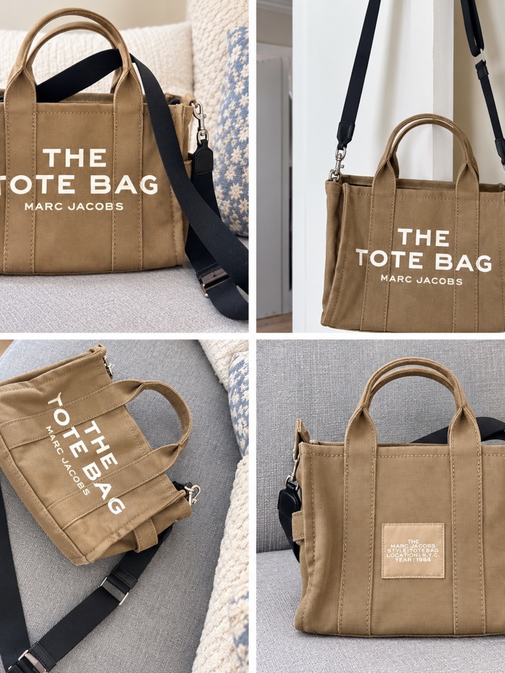 Marc Jacobs Khaki Canvas Tote with Black Strap
